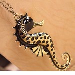 Black & Gold Seahorse Necklace -25/12