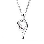 White Gold Plated Diamonte Necklace - 24/3