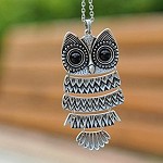 Large Silver Owl Pendant Necklace - 25/3