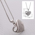 Platinum Plated Crystal Heart Pendant Necklace With Snake Chain - 24/1