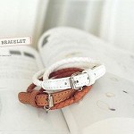 Womans Leather Wrap Bracelets White - 25/19
