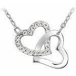 Platinum Plated Double Heart Necklace -24/2